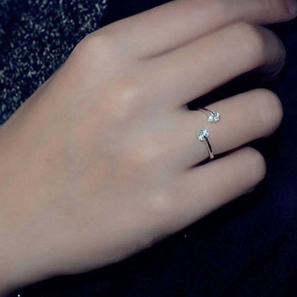 NEW Simulated Diamond Bypass Ring | White Gold Plated Sterling‎ Silver